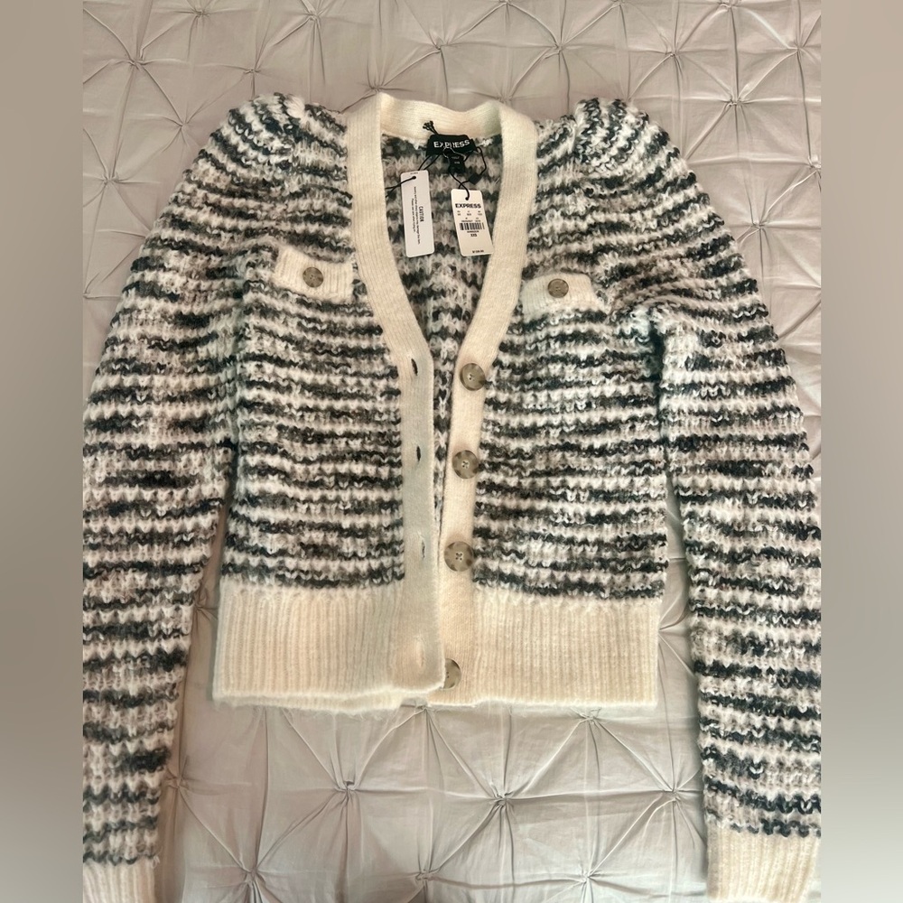 Express button up knit sweater.